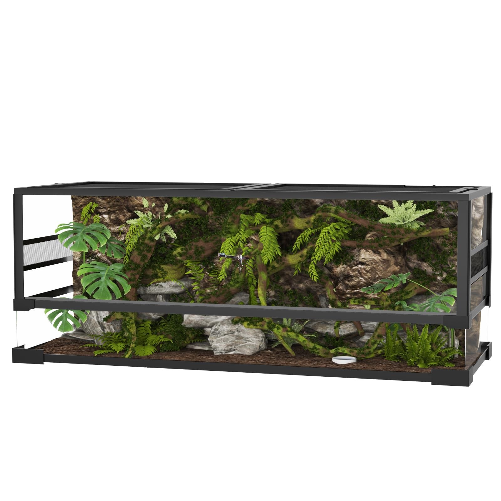 67 Gallon Glass Reptile Terrarium 48x18x18 with Screen Top & Side Vents