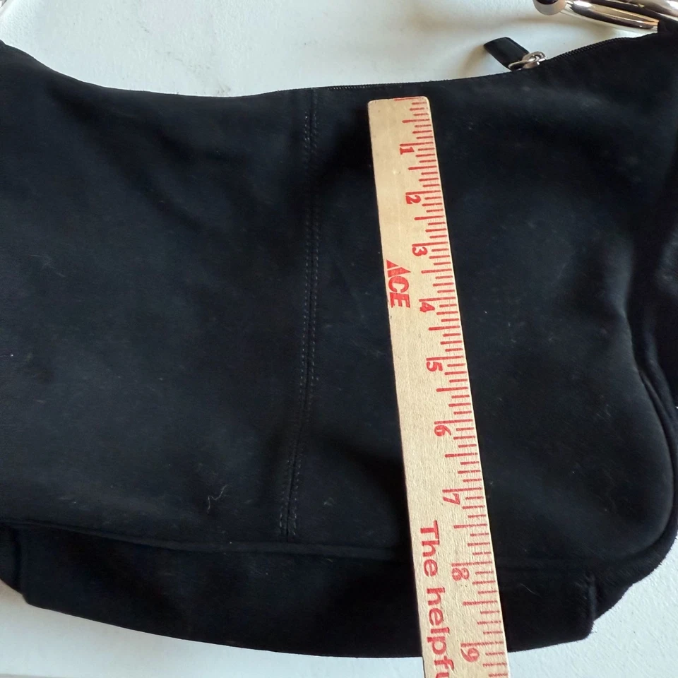 Bolso Hobo The Sequoia "París" Vegano Gamuza Plata Anillo Para Mujer Negro Hombro St Foto 4 de 4