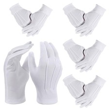 Wanmu 5 Pairs White Usher Gloves for Church for Men Polyester Parade Gloves U...