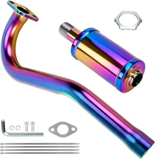 Central Long Mini Bike Exhaust Header Pipe Muffler Kit Compatible with Coleman C