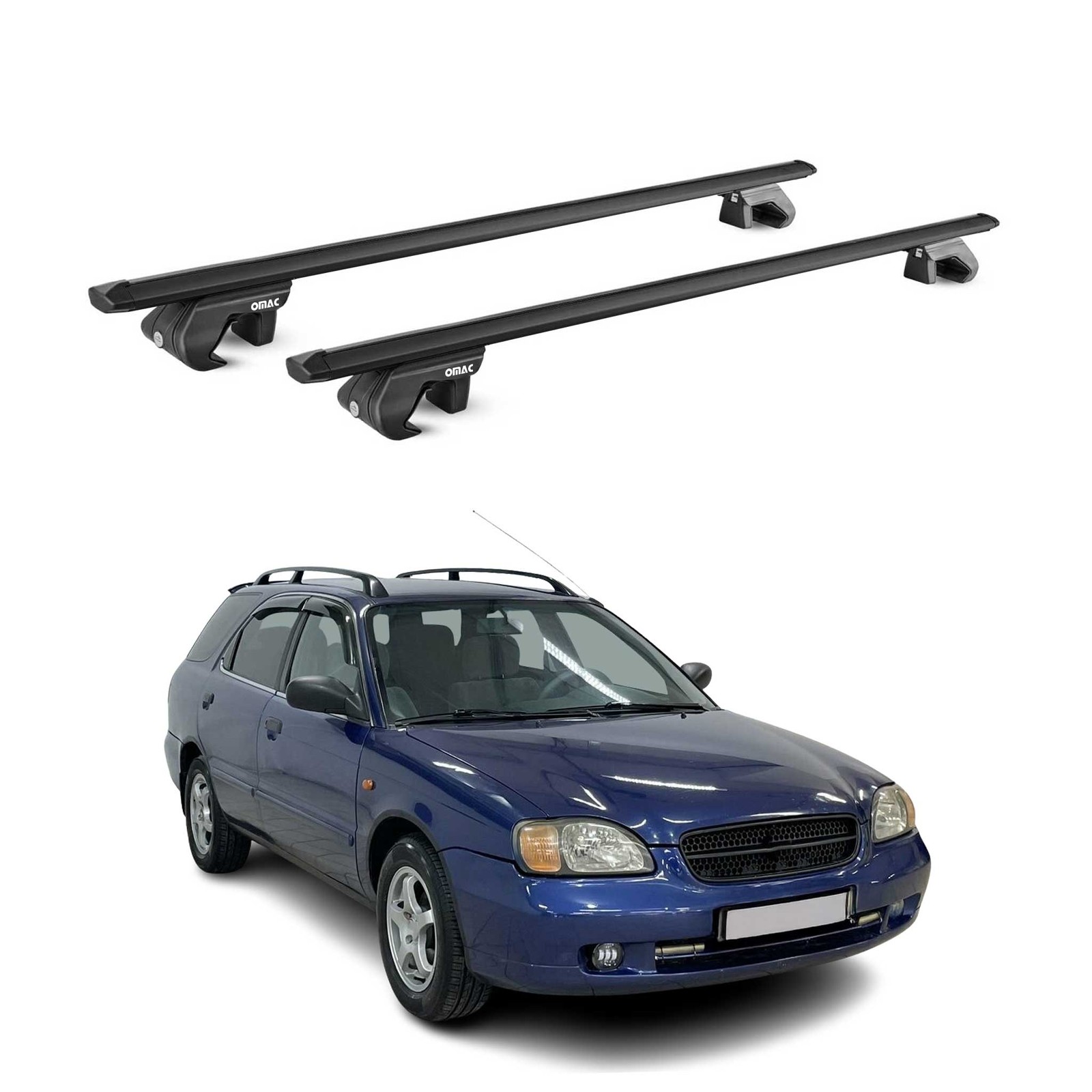 Barres de toit en alu noir pour Suzuki Baleno Break 1995-2002