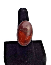 Vintage Sterling  red Jasper Agate Ring