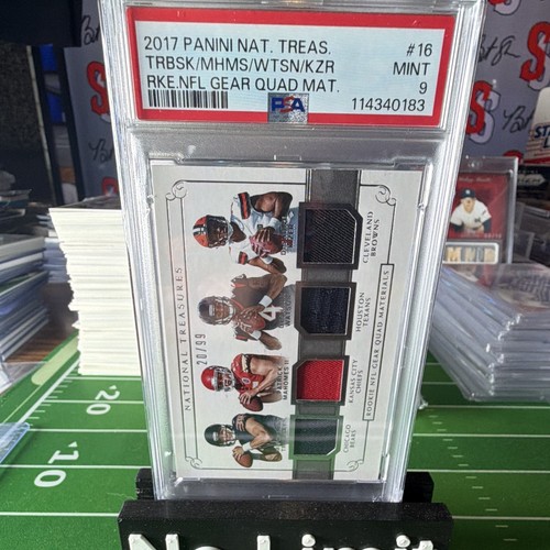 2017 National Treasures RC Quad Patch Mahomes/Watson PSA 9 /99