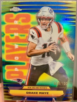 2025 Topps Chrome Football - Drake Maye #PP-10 Power Players Blue Refractor /150