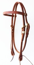 Challenger Made USA Leather Horse Saddle Western Headstall Bridle Tack Brass