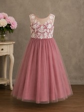 Girls&rsquo; Youth/Jr Size 8 Dusty Rose Lace & Tulle Formal Dress