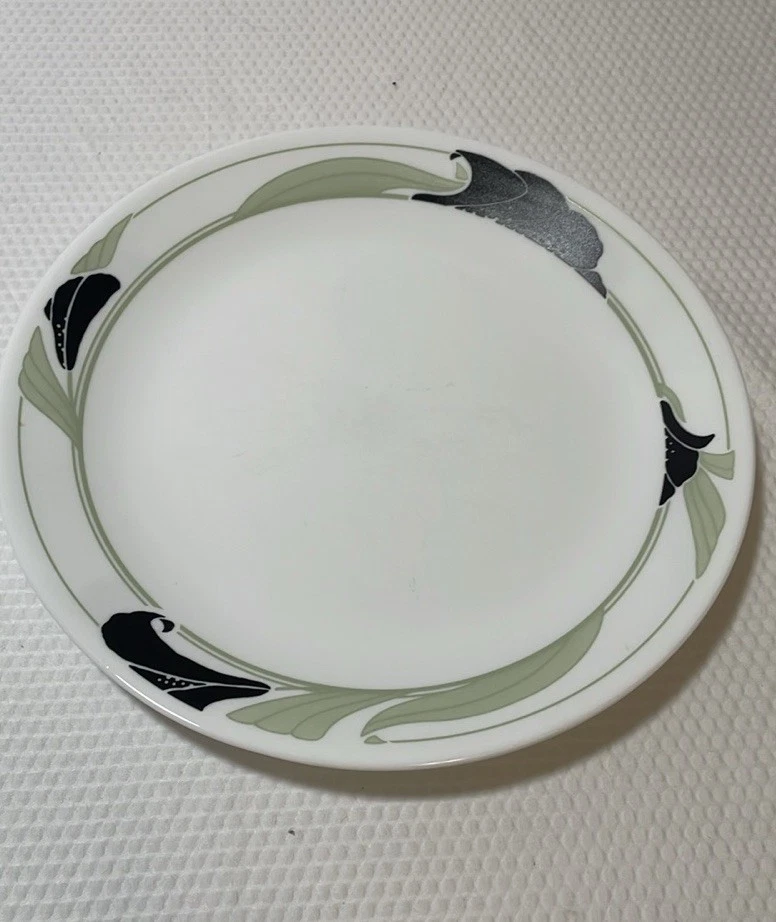 Juego de 2 platos de cena Corelle Corning ORQUÍDEA NEGRA 10-1/4" flores hojas verdes Foto 4 de 4