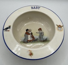 Antique Baby Dish Bowl Roll Edge Child Czechoslovakia Porcelain c1910 Hand Paint