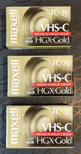 Maxell TC-30 VHS-C HGX-Gold Videocassette Lot of 3 NEW SEALED