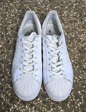 Adidas Superstar Men  s White Low Top Lace-Up Sneaker Rubber Outsole Pre-Owned