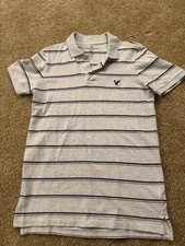 American Eagle Outfitters Men's Grey Flex Slim Fit Size Small Short Sleeve Polo
