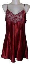 Vtg Y2k Victoria  s Secret Sz L Womens Burgundy Lace Babydoll Coquette Slip Dress