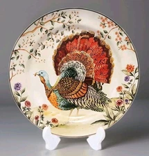 1 Pottery Barn Botanical Harvest Turkey Dinner Plate 10.75" NEW Thanksgiving