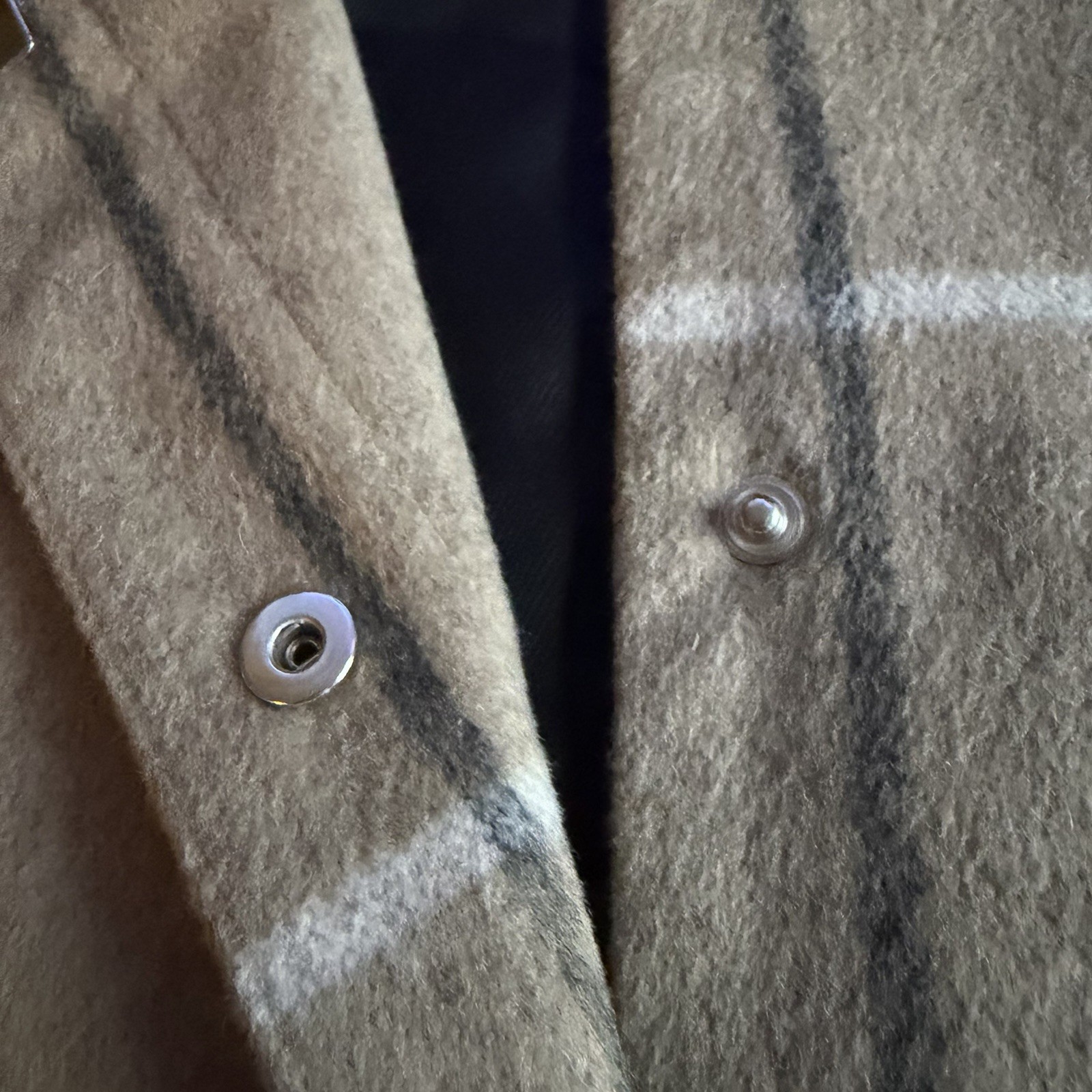 Zara Basic Beige Striped Snap Button up Wool Blen… - image 6