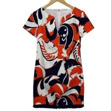 Trina Turk Museum Paisley Floral Retro Bold Colorful Mini Shift Dress Size 0 
