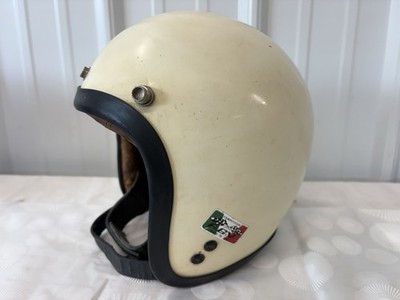 Vintage AGV Italian Motorcycle Helmet with Genuine Leather Headliner - Rare OLD