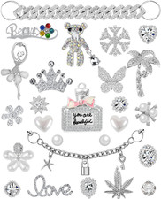 Designer Bling Shoe Charms Women Girls Crystal Pearl Rhinestone Clog Accessories