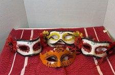 Lot of 4 Mardi Gras Masquerade Flowers Sequin and Masks  New