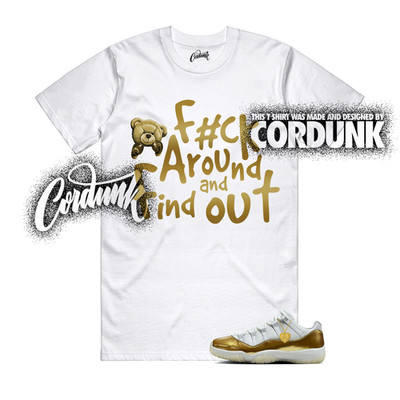 11 Metallic Gold Low White Team Dunk Vapormax Air Force T Shirt Match FCK