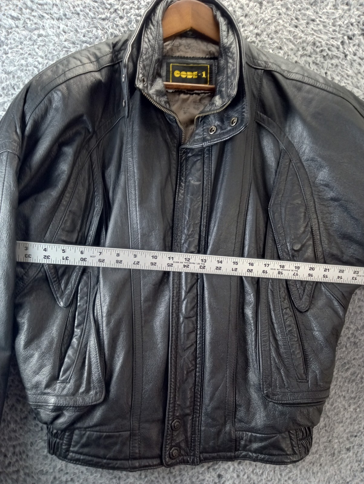 Vintage Code Leather Bomber Flight Jacket Men's S… - image 10