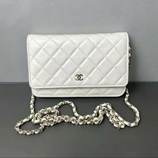 Chanel White Caviar Quilted Wallet On Chain (WOC) Flap Bag Gold Hardware Auth