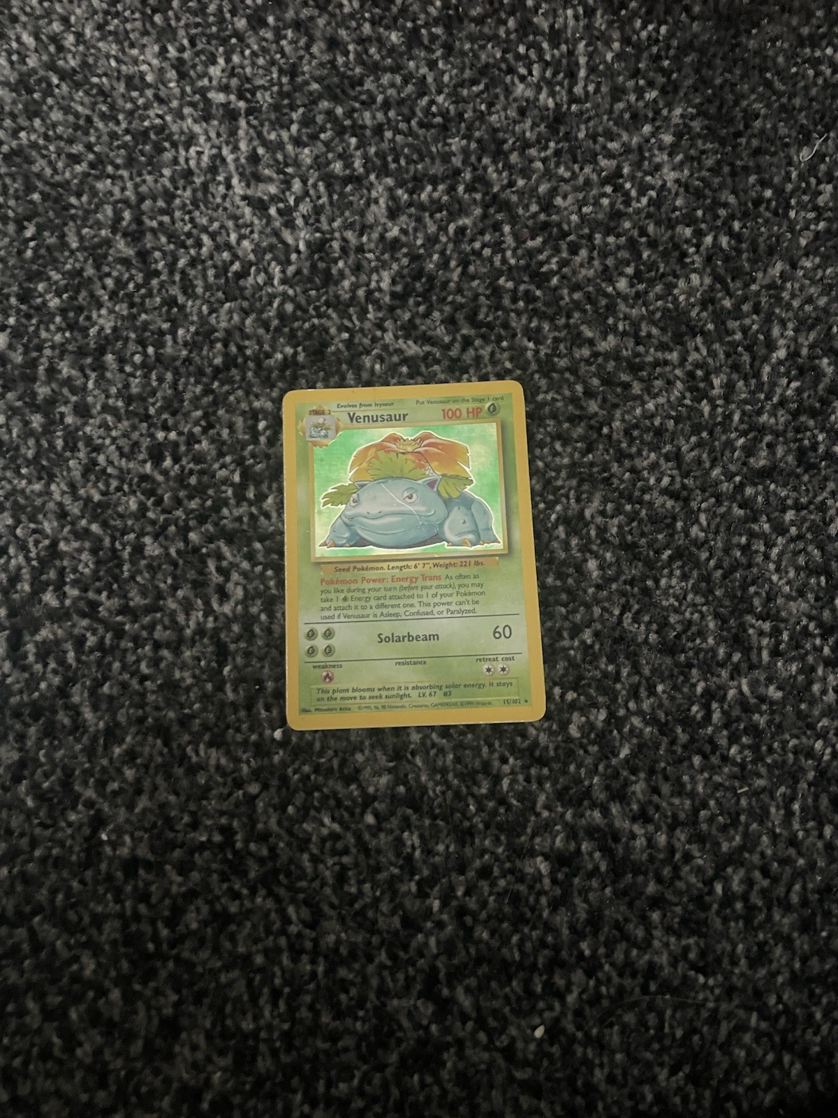 Pokémon TCG Venusaur Base Set Holo Rare Card 15/102 Holo Scratched Medium Play