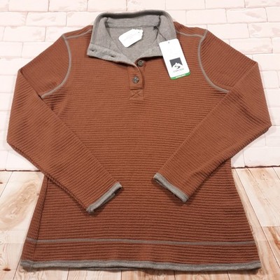 Storm Creek Maverick Sweater Womens Medium Outdoor Hiking Waffle Knit Brown NEW
