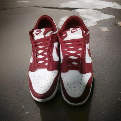 Nike Dunk Low Men's Red/White Colorblock Low Top Lace-Up Sneakers