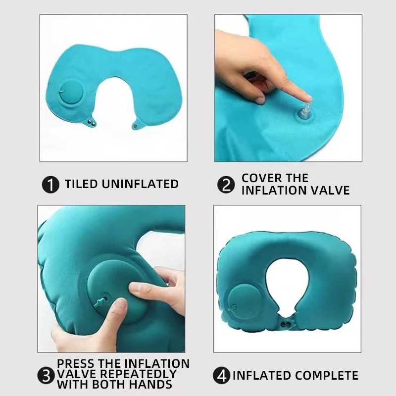 Inflatable U-Shape Travel Neck Pillow Portable Foldable for Outdoor Trips