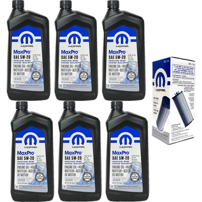 Mopar MaxPro 5W-20 SAE Motor Oil Change Kit - 6 Quarts + Mopar MO-744 Filter