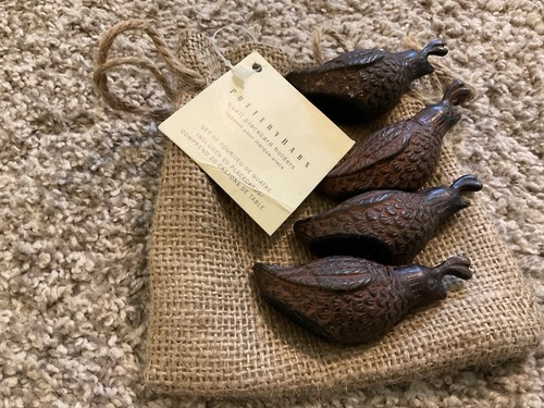 Vintage Bronze Pottery Barn Quail Table Place Card Holder Weights 4 In PB Bag