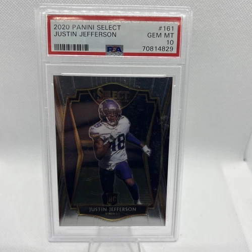 NFL 2020 Panini Select Justin Jefferson 161 Primier Level PSA 10 Rookie Card RC