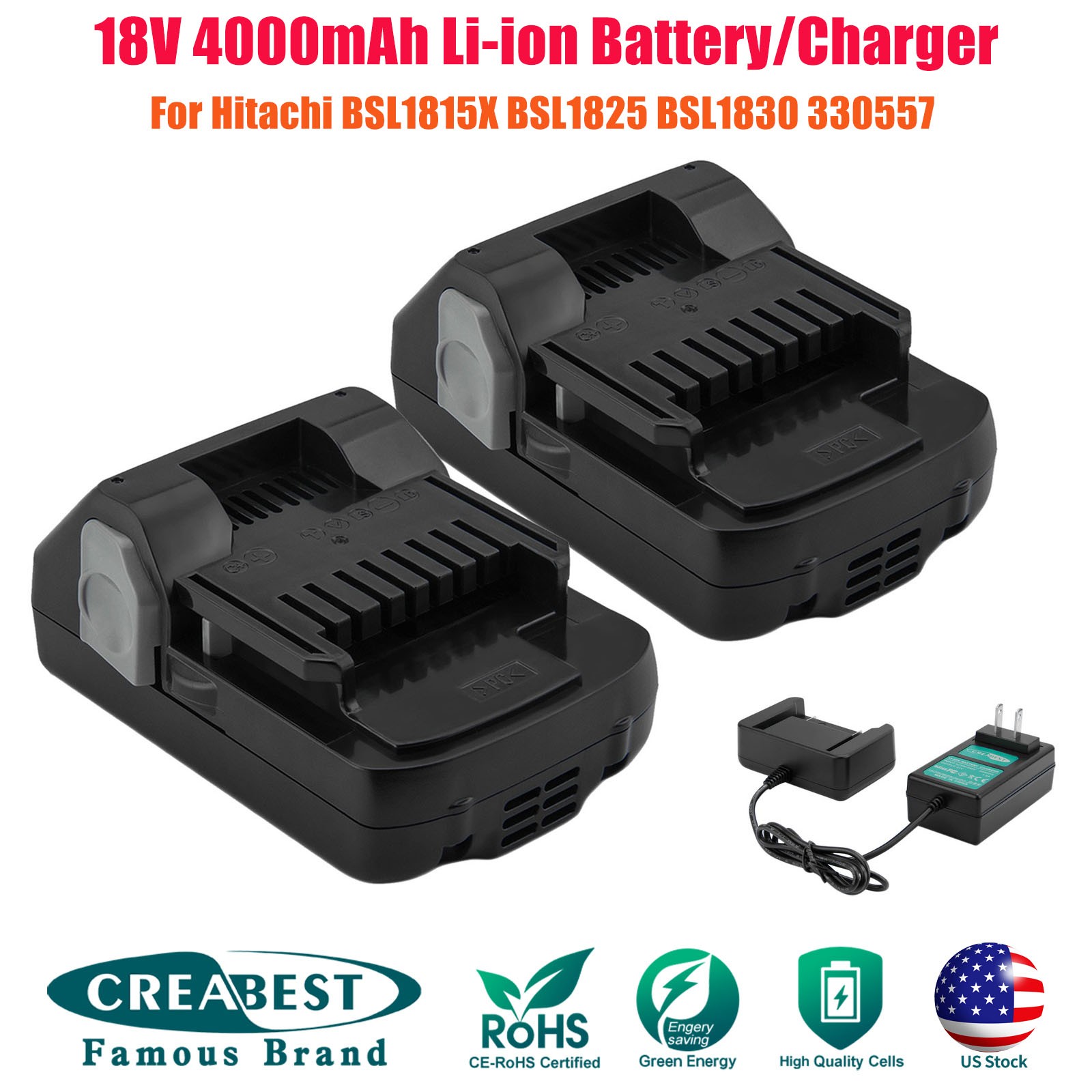 18V Li-ion Battery/Charger For Hitachi BSL1815X BSL1825 BSL1830 330139 330557