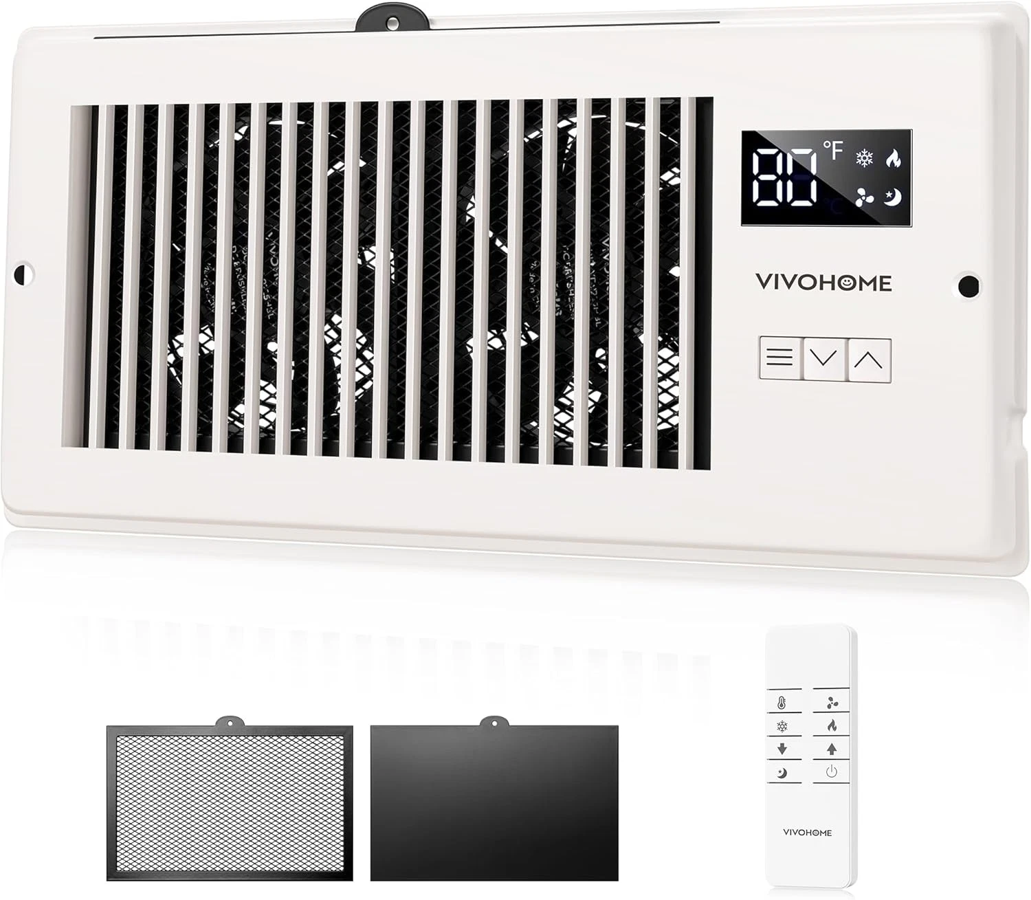 VIVOHOME Quiet Register Booster Fan with Opening 4" x 10" - Smart Thermostat, 10