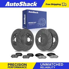 Front Rear Drilled Slotted Brake Rotors Ceramic Pads for Honda Pilot 3.5L