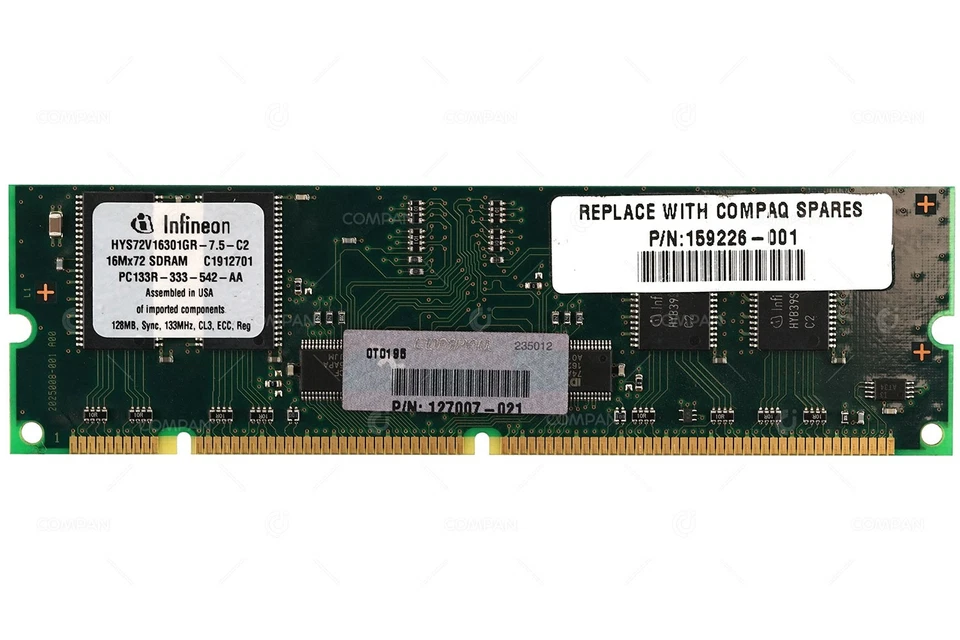 159226-001 HP DDR SDRAM 128MB PC-133R 133MHZ - Image 2 of 4