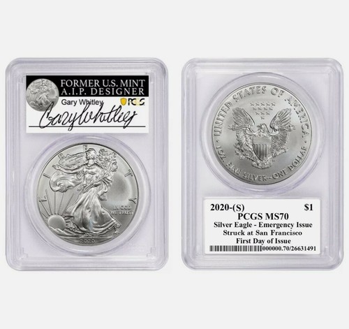 2020 (S) ASE $1 PCGS MS70 Emergency Issue San Francisco FDOI Gary Whitley signiert - Bild 3 von 4