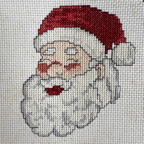 Pannello natalizio vintage con ricamo punto croce Merry Christmas Natale - Picture 4 of 9