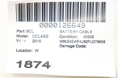 2017-2022 MERCEDES C300 W205 NEGATIVE BATTERY CABLE WIRE HARNESS OEM A2055407716 - Picture 7 of 7