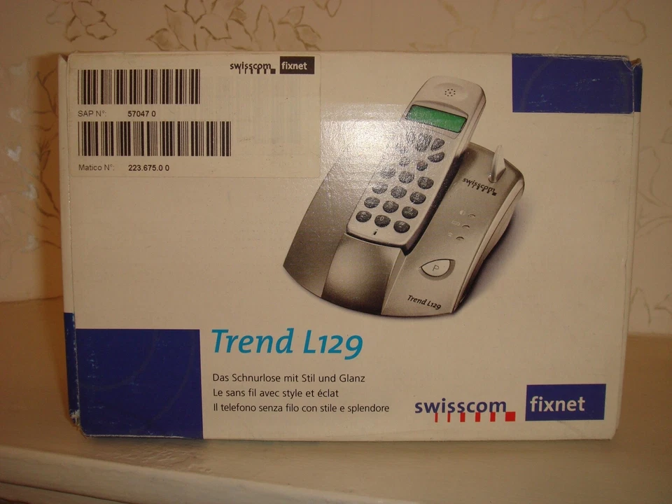 Swisscom Trend L129 Cordless Phone Original Box Manual Switzerland Grey Silver - Bild 2 von 4