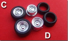 Vincent Wheels (C) (D) STEEL CLASSIC MOON CHROME W/TIRES FOR TJET Slot Cars