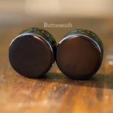 Pair of Black Obsidian Stone Plugs gauges pierced ear lobe - 3mm - 25mm 13 sizes