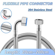 Flexible Tap Connector 1/2" BSP x 1/2" BSP Elbow 20cm~200cmm Lengths Available