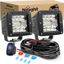 Nilight 2Pcs 3Inch 42W LED Cubes Upgraded Spot Flood Combo Square Driving Lights