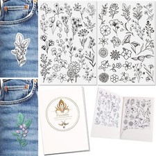 Patemby 50Pcs Water Soluble Embroidery Stabilizers, Stick and Flower, Flower