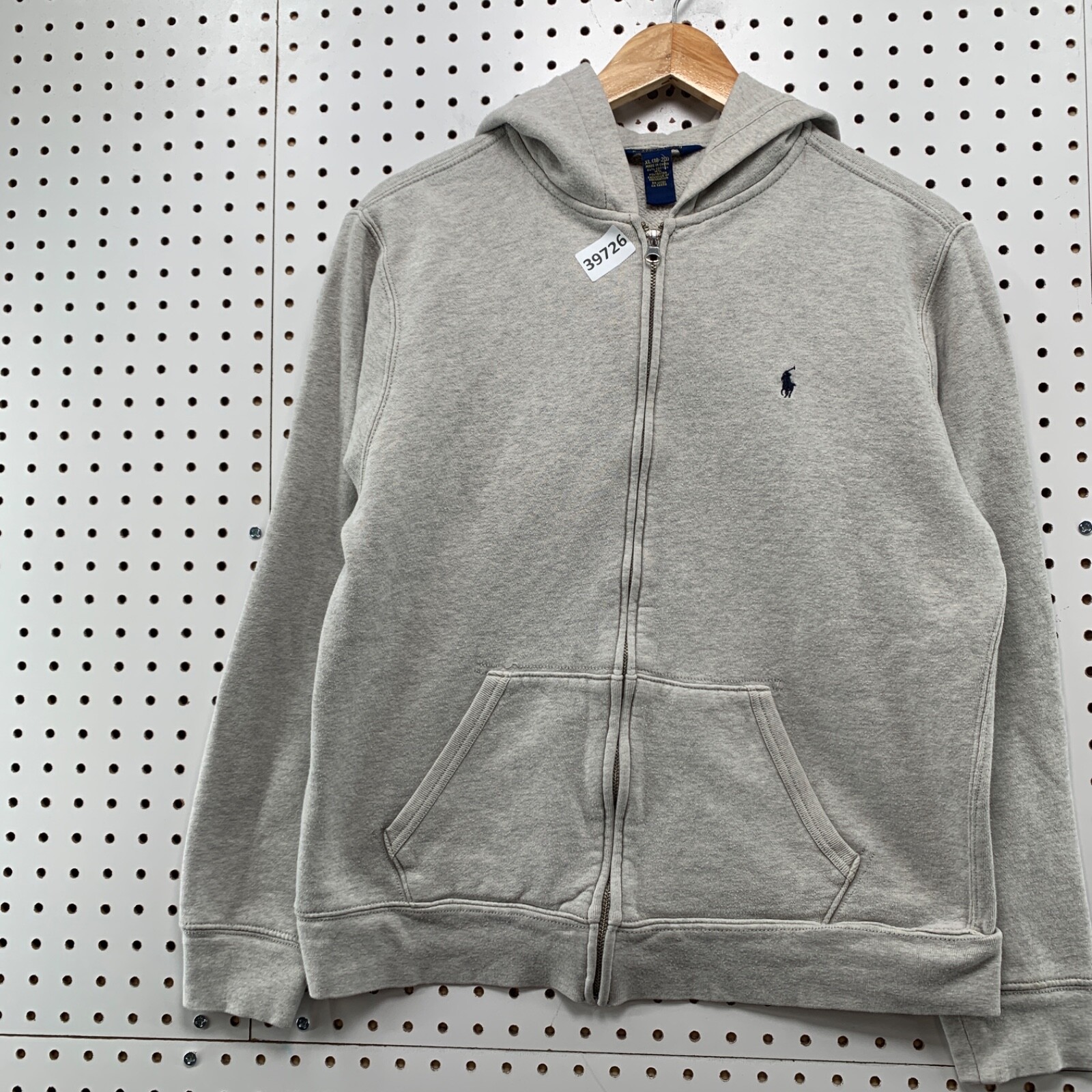 Polo Ralph Lauren felpa con cappuccio zip ragazzo XL 18 20 grigio con cappuccio pony 21x24