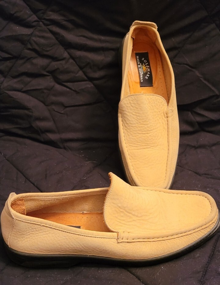 SAOLA Mocassino in pelle scamosciata Maus & Hoffman Solemare da uomo taglia 12 condizione 9 10 senza scatola