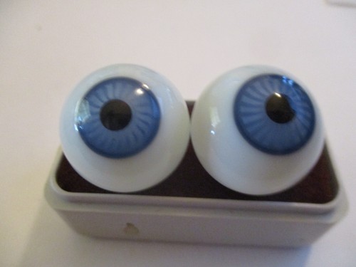24 mm Vintage Blue Round Glass Eyes Hollow 13 mm Iris P2 - Picture 2 of 4