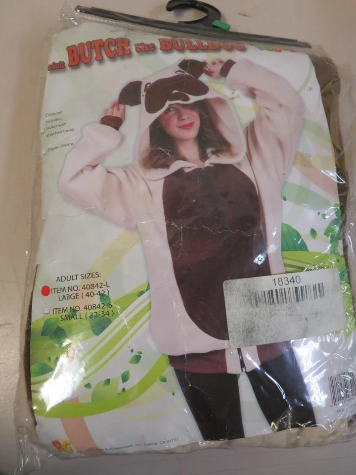 Sudadera con Capucha Butch Bulldog Adulto Beige/Marrón Disfraz de Halloween Grande 40-42 Foto 2 de 3