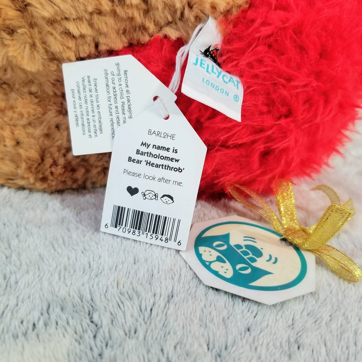 Bartholomew Bear 'Heartthrob'ハート Jellycat Bartholomew Bear Heartthrob – Daisy and Hen
